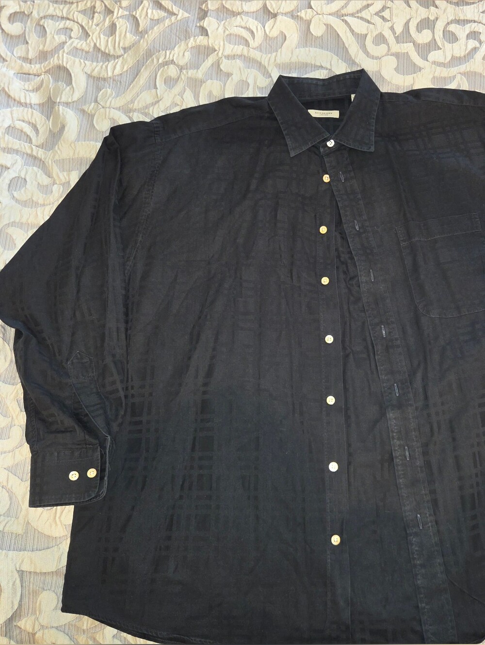 Burberry Black Subtle Check Button-Front Casual Shirt